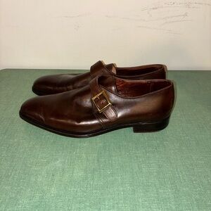 Crockett & Jones Savile Men's Brown Leather Single Monk Strap Dress Shoes
